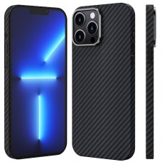 Чехол Carbon Aramid fiber Magsafe iPhone 14 Pro (черный)